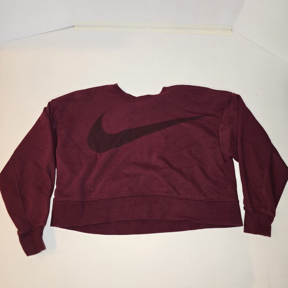 Nike sweatshirt Raised Logo Oversized Cropped Crewneck Burgundy Womens sz small